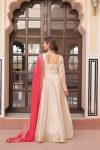 DESIGNER COSMOS JACQUARD PEARL BEADS EMBROIDERED WORK GOWN WITH DUPATTA PARTY WEAR WHOLESALE PRICE ETHNIC GARMENT (16)