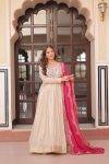 DESIGNER COSMOS JACQUARD PEARL BEADS EMBROIDERED WORK GOWN WITH DUPATTA PARTY WEAR WHOLESALE PRICE ETHNIC GARMENT (3)