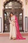 DESIGNER COSMOS JACQUARD PEARL BEADS EMBROIDERED WORK GOWN WITH DUPATTA PARTY WEAR WHOLESALE PRICE ETHNIC GARMENT (3)