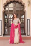 DESIGNER COSMOS JACQUARD PEARL BEADS EMBROIDERED WORK GOWN WITH DUPATTA PARTY WEAR WHOLESALE PRICE ETHNIC GARMENT (3)