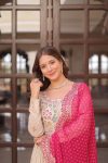 DESIGNER COSMOS JACQUARD PEARL BEADS EMBROIDERED WORK GOWN WITH DUPATTA PARTY WEAR WHOLESALE PRICE ETHNIC GARMENT (3)