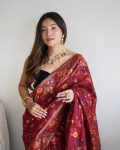 DESIGNER COTTON SILK JACQUARD WORK SAREE WITH UNSTITCHED BLOUSE FESTIVAL WEAR WHOLESALE PRICE ETHNIC GARMENT (2)