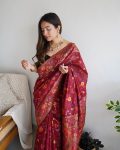 DESIGNER COTTON SILK JACQUARD WORK SAREE WITH UNSTITCHED BLOUSE FESTIVAL WEAR WHOLESALE PRICE ETHNIC GARMENT (2)