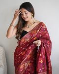 DESIGNER COTTON SILK JACQUARD WORK SAREE WITH UNSTITCHED BLOUSE FESTIVAL WEAR WHOLESALE PRICE ETHNIC GARMENT (2)