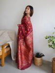 DESIGNER COTTON SILK JACQUARD WORK SAREE WITH UNSTITCHED BLOUSE FESTIVAL WEAR WHOLESALE PRICE ETHNIC GARMENT (2)