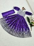 DESIGNER COTTON SILK SEQUENCE EMBROIDEREY WORK KID’S LEHENGA CHOLI WITH DUPATTA WEDDING WEAR WHOLESALE PRICE ETHNIC GARMENT (8)