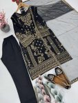 DESIGNER CREPE EMBRIODERY WORK TOP PENT WITH DUPATTA BRIDAL WEAR WHOLESALE PRICE ETHNIC GARMENT (23)