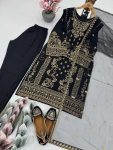 DESIGNER CREPE EMBRIODERY WORK TOP PENT WITH DUPATTA BRIDAL WEAR WHOLESALE PRICE ETHNIC GARMENT (23)