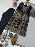 DESIGNER CREPE EMBRIODERY WORK TOP PENT WITH DUPATTA BRIDAL WEAR WHOLESALE PRICE ETHNIC GARMENT (23)