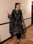 DESIGNER CREPE EMBRIODERY WORK TOP PENT WITH DUPATTA BLACK