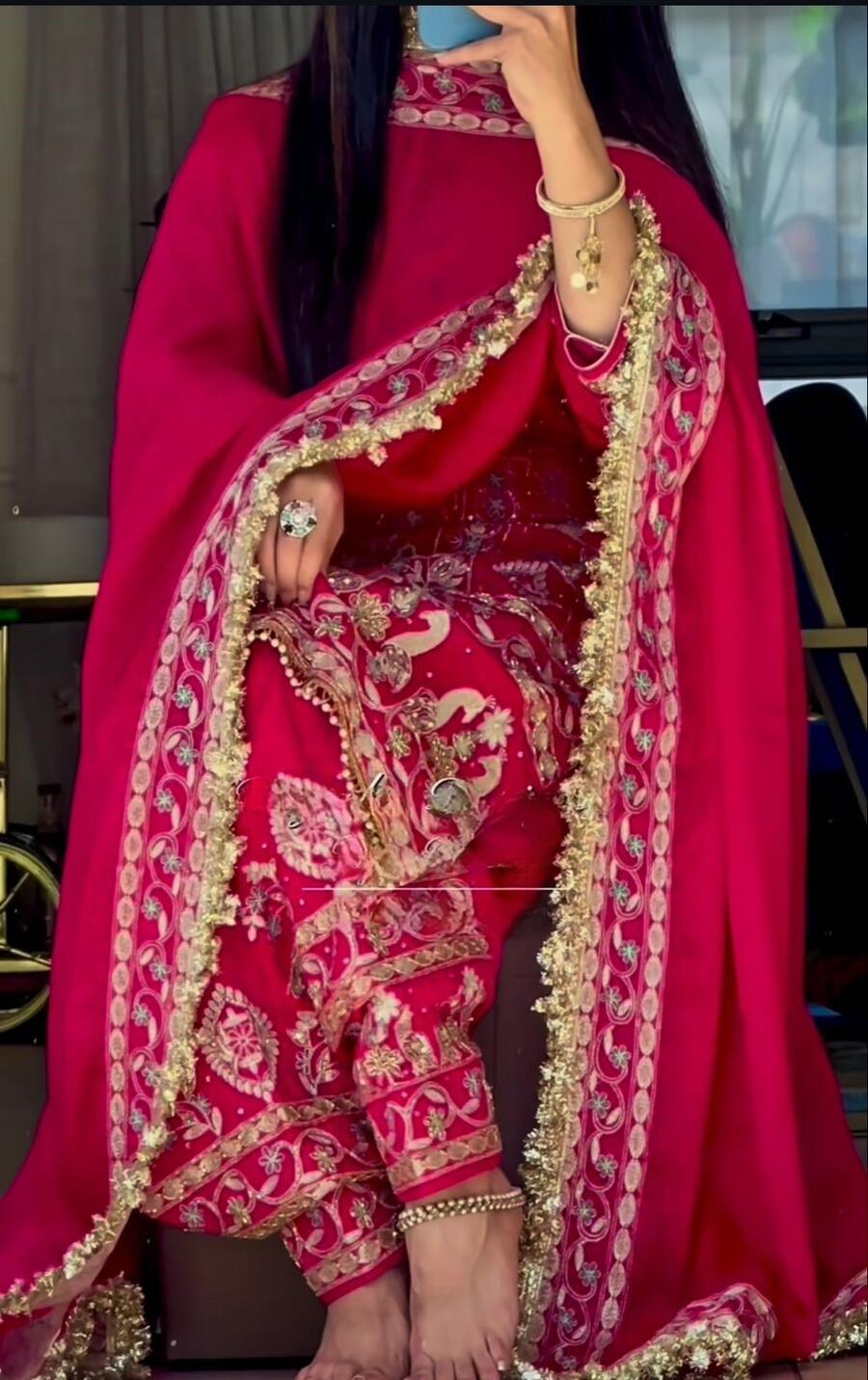 DESIGNER CREPE EMBROIDERY SEQUENCE WORK TOP PATIYALA WITH DUPATTA FESTIVE WEAR WHOLESALE PRICE ETHNIC GARMENT (19)