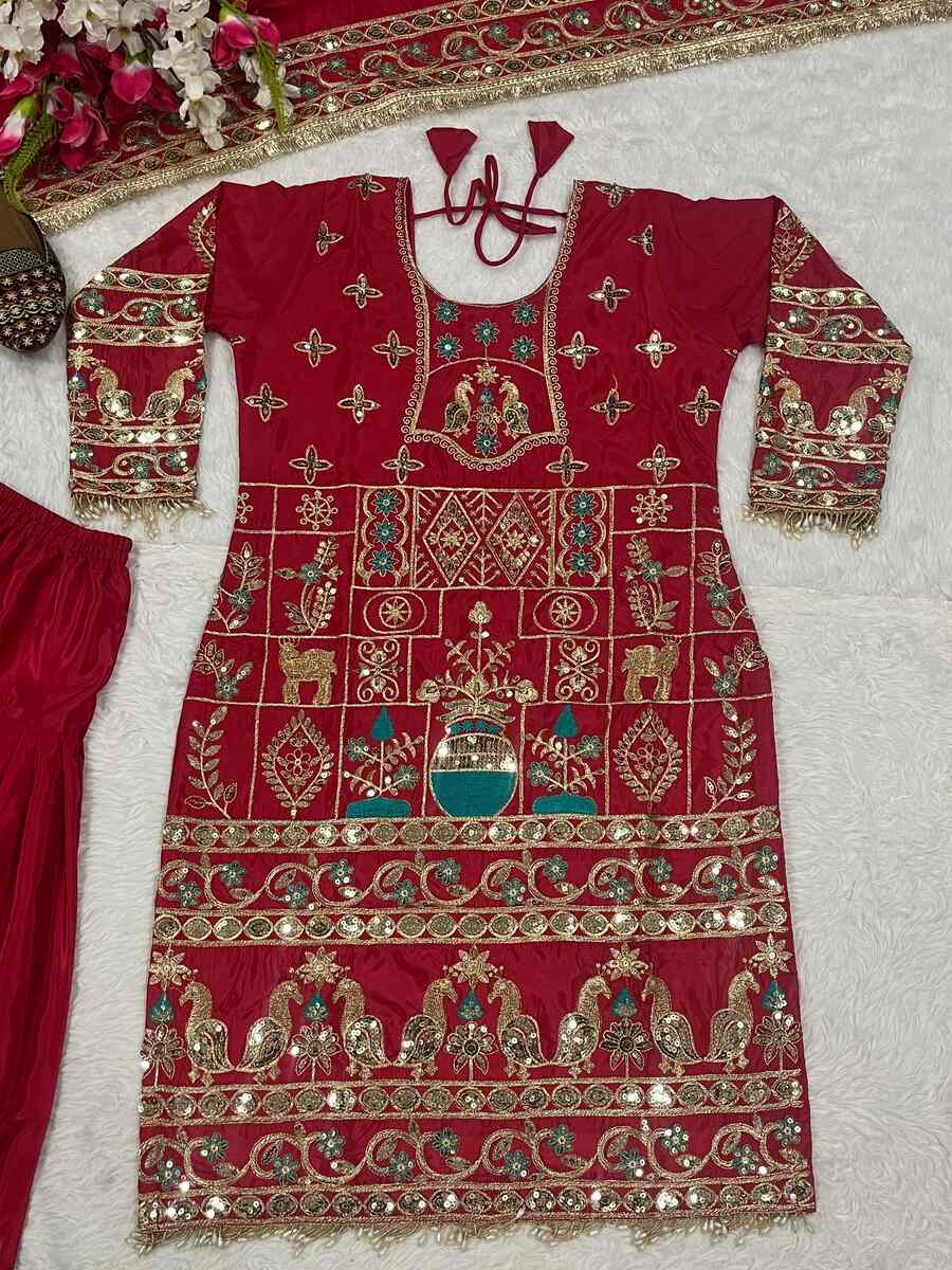 DESIGNER CREPE EMBROIDERY SEQUENCE WORK TOP PATIYALA WITH DUPATTA FESTIVE WEAR WHOLESALE PRICE ETHNIC GARMENT (36)