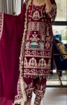 DESIGNER CREPE EMBROIDERY SEQUENCE WORK TOP PATIYALA WITH DUPATTA  MAROON