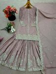 DESIGNER CREPE SILK EMBROIDERY SEQUENCE WORK TOP SHARARA WITH DUPATTA FESTIVE WEAR WHOLESALE PRICE ETHNIC GARMENT (2)