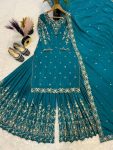 DESIGNER CREPE SILK MOTI, EMBROIDERY, WITH FANCY BORDERS LACE WORK TOP PALAZZO WITH DUPATTA WEDDING WEAR WHOLESALE PRICE ETHNIC GARMENT (2)