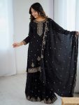 DESIGNER CRUNCY SILK EMBROIDERY SEQUENCE AND JARI WORK TOP SHARARA WITH DUPATTA PARTY WEAR WHOLESALE PRICE ETHNIC GARMENT (3)