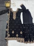 DESIGNER CRUNCY SILK EMBROIDERY SEQUENCE AND JARI WORK TOP SHARARA WITH DUPATTA PARTY WEAR WHOLESALE PRICE ETHNIC GARMENT (3)