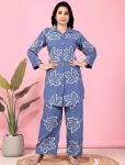 DESIGNER DELTA PRINT WORK TOP BOTTOM SET BLUE