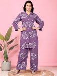 DESIGNER DELTA PRINT WORK TOP BOTTOM SET LAVENDER