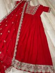 DESIGNER FAUX BLOOMING EMBROIDERY ZARI SEQUENCE WORK GOWN WITH DUPATTA PARTY WEAR WHOLESALE PRICE ETHNIC GARMENT (10)