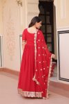 DESIGNER FAUX BLOOMING EMBROIDERY ZARI SEQUENCE WORK GOWN WITH DUPATTA PARTY WEAR WHOLESALE PRICE ETHNIC GARMENT (10)
