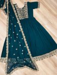 DESIGNER FAUX BLOOMING EMBROIDERY ZARI SEQUENCE WORK GOWN WITH DUPATTA PARTY WEAR WHOLESALE PRICE ETHNIC GARMENT (6)