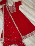 DESIGNER FAUX BLOOMING EMBROIDERY ZARI SEQUENCE WORK GOWN WITH DUPATTA PARTY WEAR WHOLESALE PRICE ETHNIC GARMENT (10)