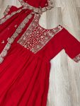 DESIGNER FAUX BLOOMING EMBROIDERY ZARI SEQUENCE WORK GOWN WITH DUPATTA PARTY WEAR WHOLESALE PRICE ETHNIC GARMENT (10)