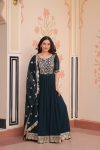 DESIGNER FAUX BLOOMING EMBROIDERY ZARI SEQUENCE WORK GOWN WITH DUPATTA PARTY WEAR WHOLESALE PRICE ETHNIC GARMENT (6)