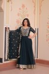 DESIGNER FAUX BLOOMING EMBROIDERY ZARI SEQUENCE WORK GOWN WITH DUPATTA PARTY WEAR WHOLESALE PRICE ETHNIC GARMENT (6)