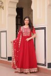 DESIGNER FAUX BLOOMING EMBROIDERY ZARI SEQUENCE WORK GOWN WITH DUPATTA PARTY WEAR WHOLESALE PRICE ETHNIC GARMENT (10)