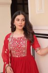 DESIGNER FAUX BLOOMING EMBROIDERY ZARI SEQUENCE WORK GOWN WITH DUPATTA PARTY WEAR WHOLESALE PRICE ETHNIC GARMENT (10)