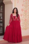 DESIGNER FAUX BLOOMING SEQUENCE & ZARI EMBROIDERY WORK GOWN FESTIVE WEAR WHOLESALE PRICE ETHNIC GARMENT (8)