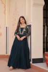 DESIGNER FAUX BLOOMING SEQUENCE & ZARI EMBROIDERY WORK GOWN FESTIVE WEAR WHOLESALE PRICE ETHNIC GARMENT (14)