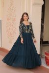 DESIGNER FAUX BLOOMING SEQUENCE & ZARI EMBROIDERY WORK GOWN FESTIVE WEAR WHOLESALE PRICE ETHNIC GARMENT (14)