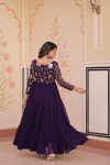DESIGNER FAUX BLOOMING SEQUENCE & ZARI EMBROIDERY WORK GOWN FESTIVE WEAR WHOLESALE PRICE ETHNIC GARMENT (4)