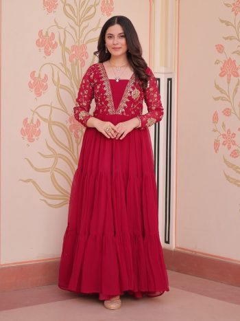 DESIGNER FAUX BLOOMING SEQUENCE & ZARI EMBROIDERY WORK GOWN RANI