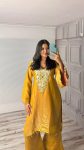 DESIGNER FENDY SILK CODED EMBROIDERY & ORIGINAL MIRROR WORK WITH LACE WORK KURTI PALAZZO SET FESTIVE WEAR WHOLESALE PRICE ETHNIC GARMENT (2)