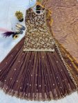 DESIGNER FENDY SILK SEQUENCE, MULTI NEEDLE, EMBROIDERY, ZARI LACE WORK TOP LEHENGA WITH DUPATTA WEDDING WEAR WHOLESALE PRICE ETHNIC GARMENT (2)