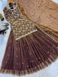DESIGNER FENDY SILK SEQUENCE, MULTI NEEDLE, EMBROIDERY, ZARI LACE WORK TOP LEHENGA WITH DUPATTA WEDDING WEAR WHOLESALE PRICE ETHNIC GARMENT (2)