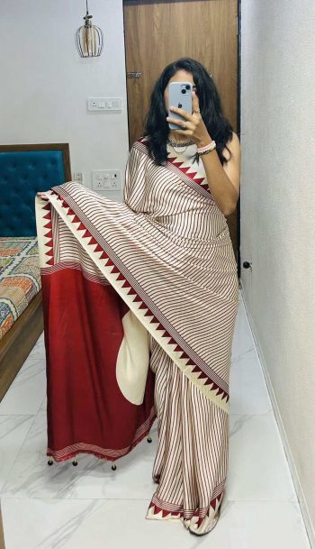 DESIGNER GAJI SOFT  SILK BANDHEJ WORK SAREE WITH UNSTITCHED BLOUSE MAROON