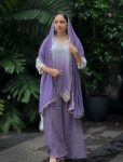 DESIGNER GEORGETTE EMBROIDERY AND SEQUENCE WORK AND DIGITAL PRINT WORK TOP PALAZZO WITH DUPATTA LAVENDER