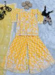 DESIGNER GEORGETTE EMBROIDERY CHAIN WORK WITH DIAMOND HAND WORK KID’S TOP PALAZZO WITH DUPATTA FESTIVE WEAR WHOLESALE PRICE ETHNIC GARMENT (3)