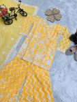 DESIGNER GEORGETTE EMBROIDERY CHAIN WORK WITH DIAMOND HAND WORK KID’S TOP PALAZZO WITH DUPATTA FESTIVE WEAR WHOLESALE PRICE ETHNIC GARMENT (3)
