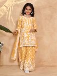 DESIGNER GEORGETTE EMBROIDERY CHAIN WORK WITH DIAMOND HAND WORK KID’S TOP PALAZZO WITH DUPATTA FESTIVE WEAR WHOLESALE PRICE ETHNIC GARMENT (3)