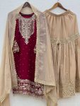 DESIGNER GEORGETTE EMBROIDERY CODING DORI-SEQUENCE WORK TOP SHARARA WITH DUPATTA FESTIVAL WEAR WHOLESALE PRICE ETHNIC GARMENT (2)