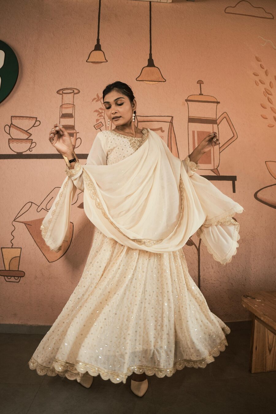 DESIGNER GEORGETTE EMBROIDERY SEQUENCE AND CODING WORK GOWN BOTTOM WITH DUPATTA PARTY WEAR WHOLESALE PRICE ETHNIC GARMENT (9)