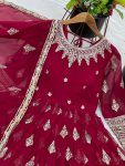DESIGNER GEORGETTE EMBROIDERY SEQUENCE WORK GOWN BOTTOM WITH DUPATTA FESTIVAL WEAR WHOLESALE PRICE ETHNIC GARMENT (9)