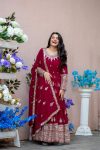DESIGNER GEORGETTE EMBROIDERY SEQUENCE WORK GOWN BOTTOM WITH DUPATTA FESTIVAL WEAR WHOLESALE PRICE ETHNIC GARMENT (9)