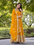 DESIGNER GEORGETTE EMBROIDERY SEQUENCE WORK GOWN BOTTOM WITH DUPATTA FESTIVAL WEAR WHOLESALE PRICE ETHNIC GARMENT (2)